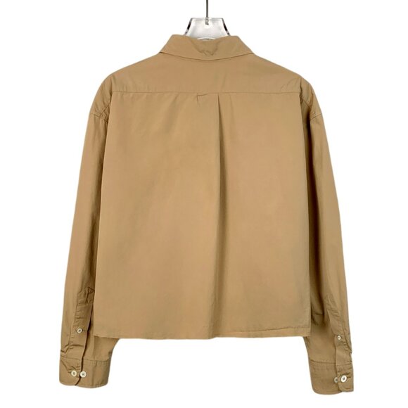 Miu Miu Brown Logo Embroidered Cotton Long-Sleeve Shirt - Picture 2 of 8